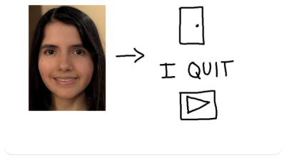 Hand-drawn sketch for an 'I Quit' YouTube thumbnail